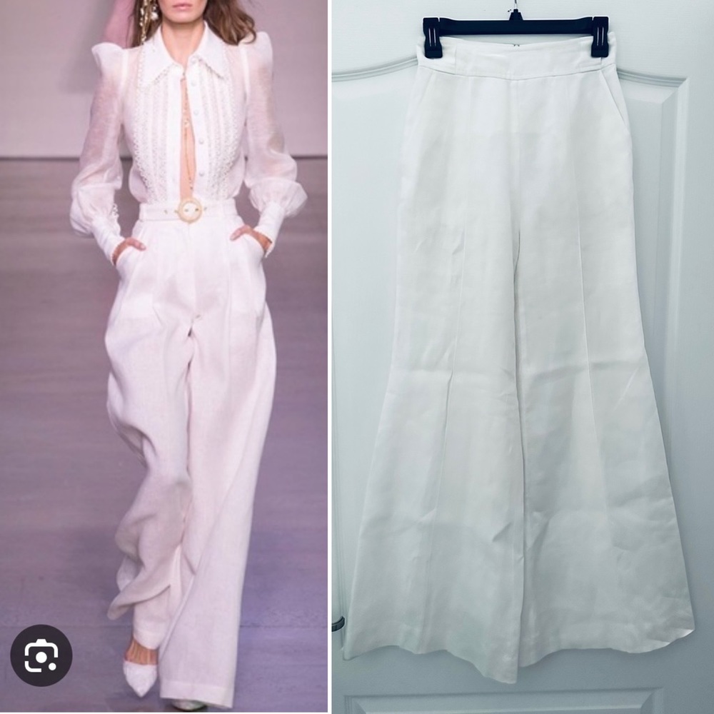 Zimmerman linen white wide leg trousers 0